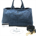 Prada Canapa 2-Way Shoulder Tote Hand Denim Blue