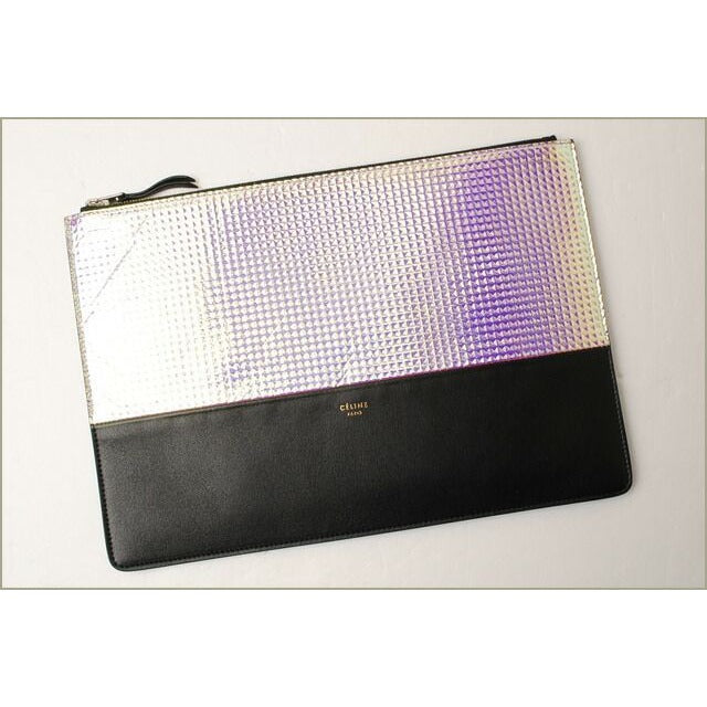Celine Brand Bag Clutch Pouch Bicolor Rainbow Black — view 2