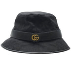 Gucci GG Canvas Bucket Hat Double G Logo Black Cotton Polyester