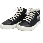 Hermes Iriko High Cut Sneakers 38 Black Canvas Leather — view 2