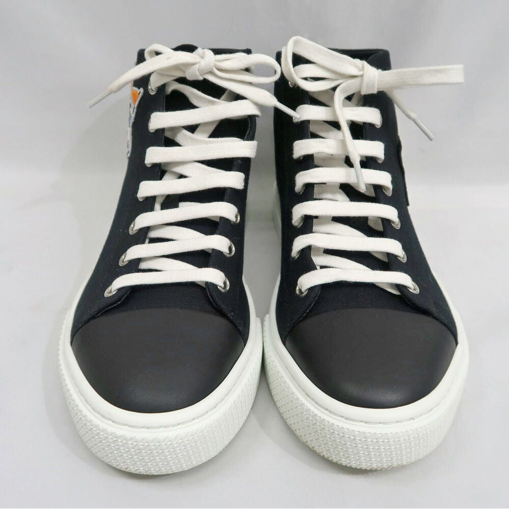 Hermes Iriko High Cut Sneakers 38 Black Canvas Leather — view 4