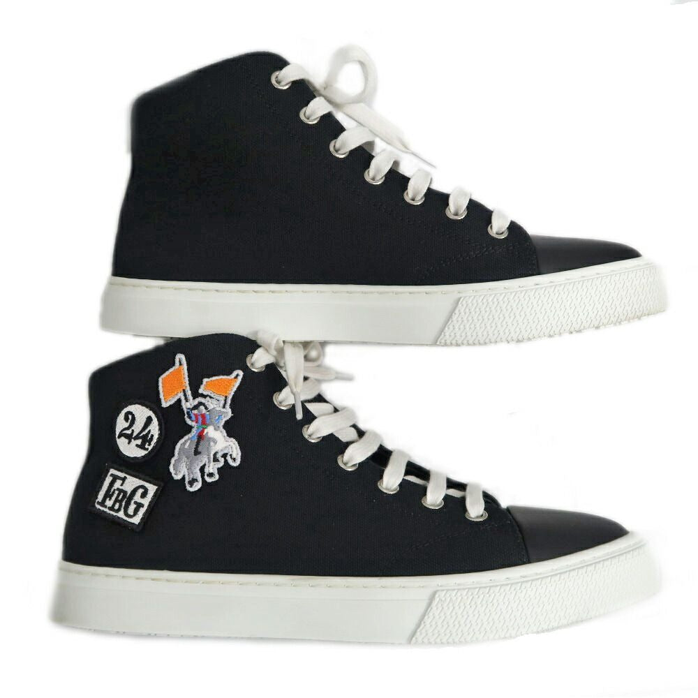 Hermes Iriko High Cut Sneakers 38 Black Canvas Leather — view 7