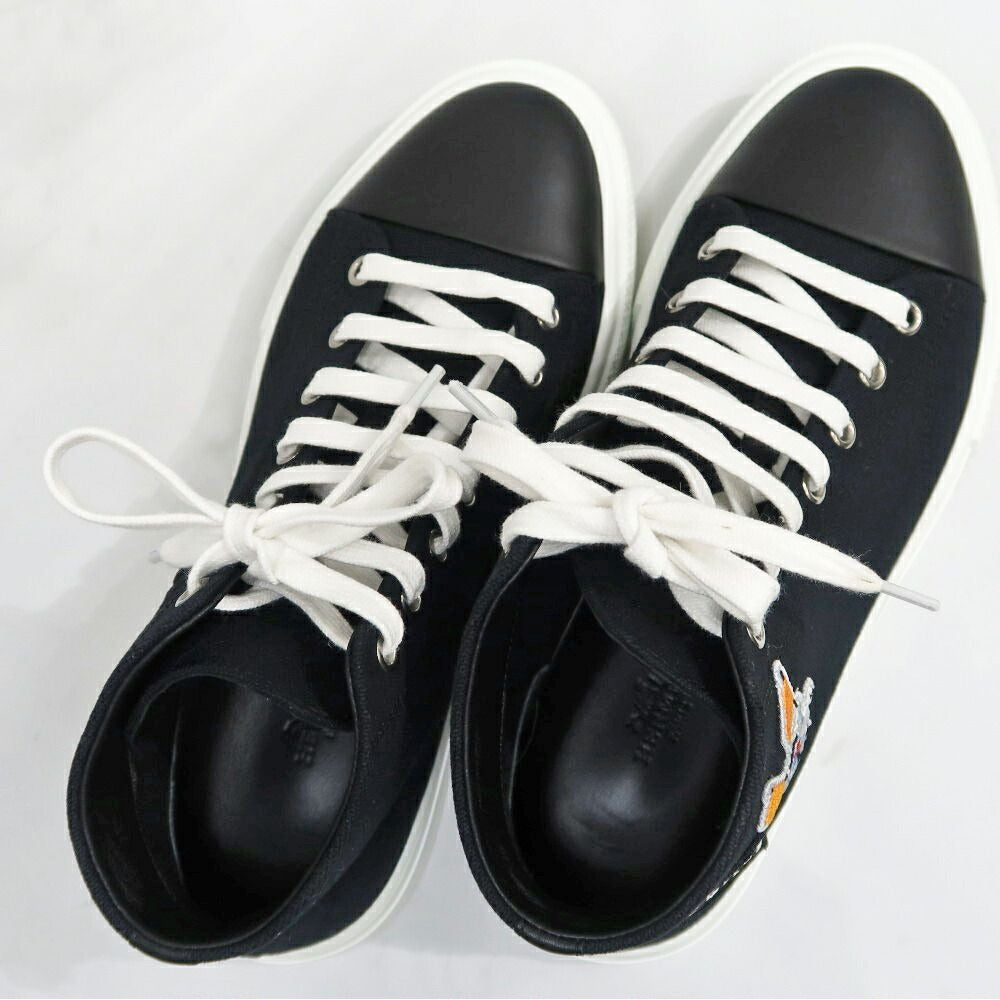 Hermes Iriko High Cut Sneakers 38 Black Canvas Leather — view 8