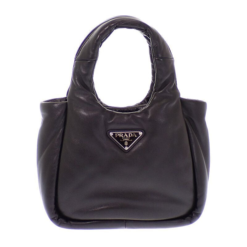 Prada Padded Mini Handbag Leather Black Silver