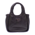 Prada Padded Mini Handbag Leather Black Silver