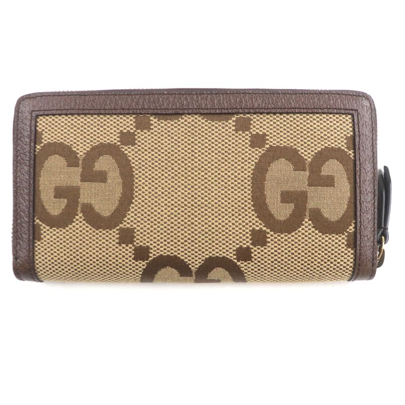 Gucci Bamboo Jumbo GG Canvas Leather Round Zipper Long Wallet — view 3