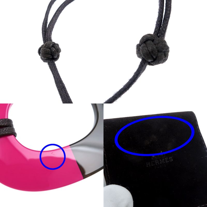 Hermes Necklace Ismu GM Lacquer-buffalo-horn Pink Brown Pendant — view 7