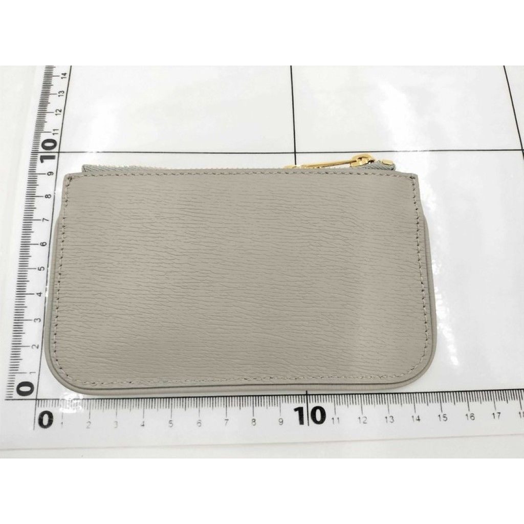 Gucci Coin Case Script Gray Leather Logo Gold — view 2
