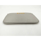 Gucci Coin Case Script Gray Leather Logo Gold — view 3