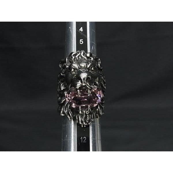 Gucci Lion Head Ring Silver And Pink Metal Rhinestone — view 4