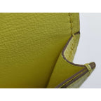 Hermes Card Case Bearn Limoncello Chevre Silver Hardware New Vintage — view 8