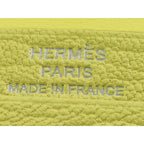 Hermes Card Case Bearn Limoncello Chevre Silver Hardware New Vintage — view 9