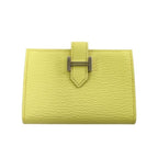 Hermes Card Case Bearn Limoncello Chevre Silver Hardware New Vintage