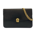 Dior Vintage Black Gold Leather Chain Shoulder Bag