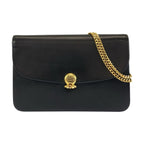 Dior Vintage Black Gold Leather Chain Shoulder Bag