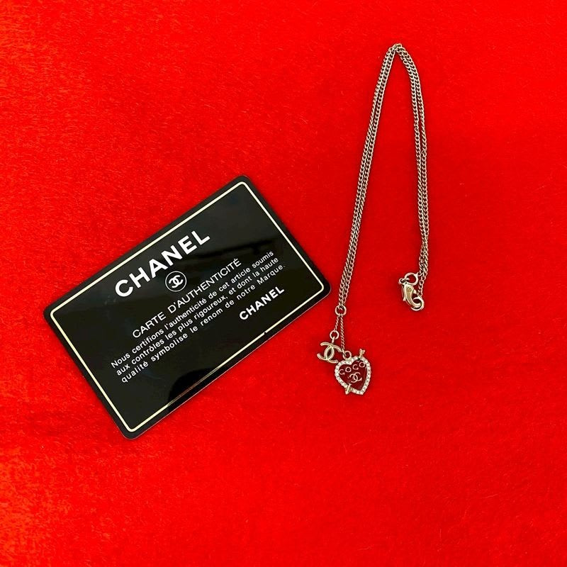 Chanel Coco Mark Heart Motif Chain Necklace Pendant 10P — view 2