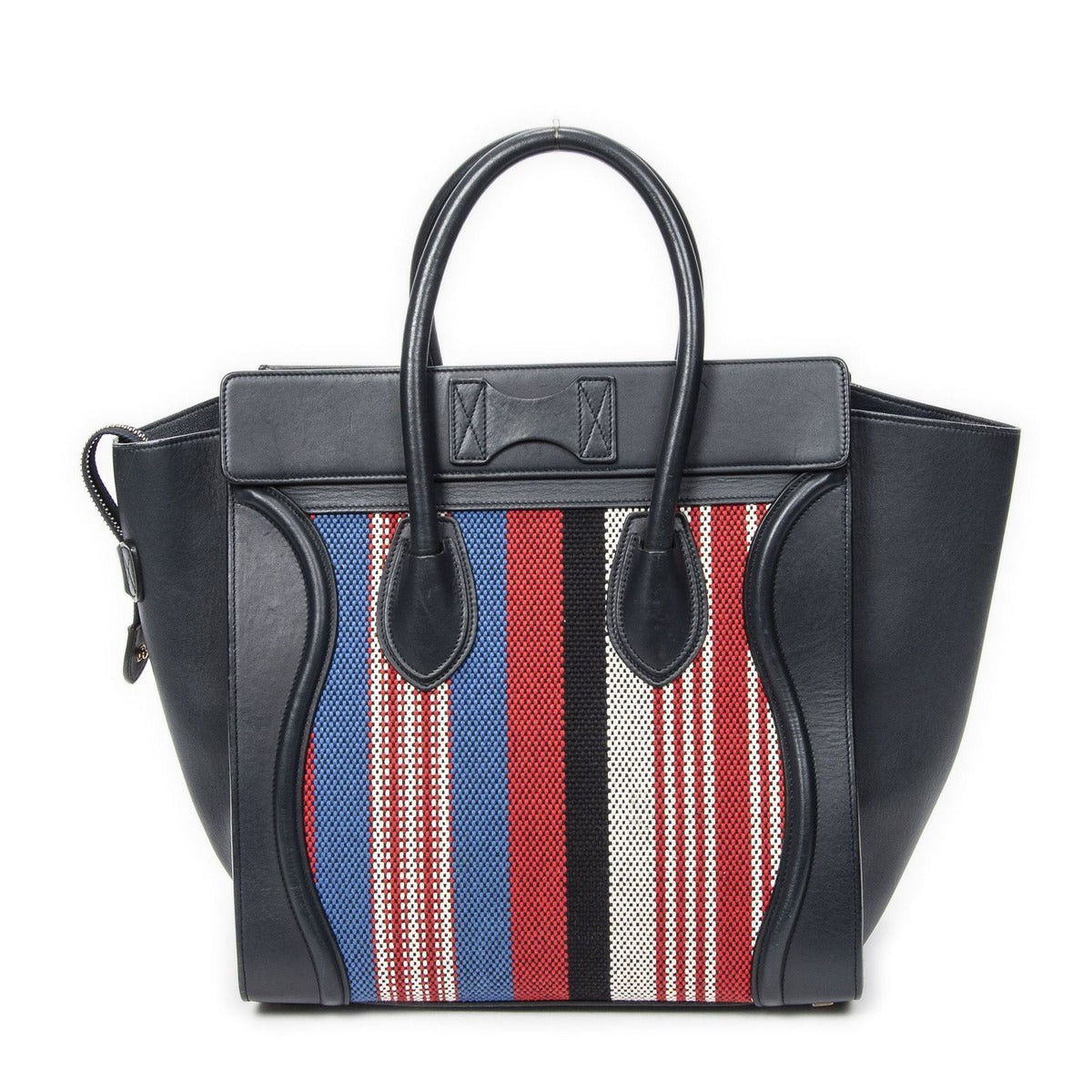Celine Mini Luggage Navy Red White Calfskin Leather — view 5