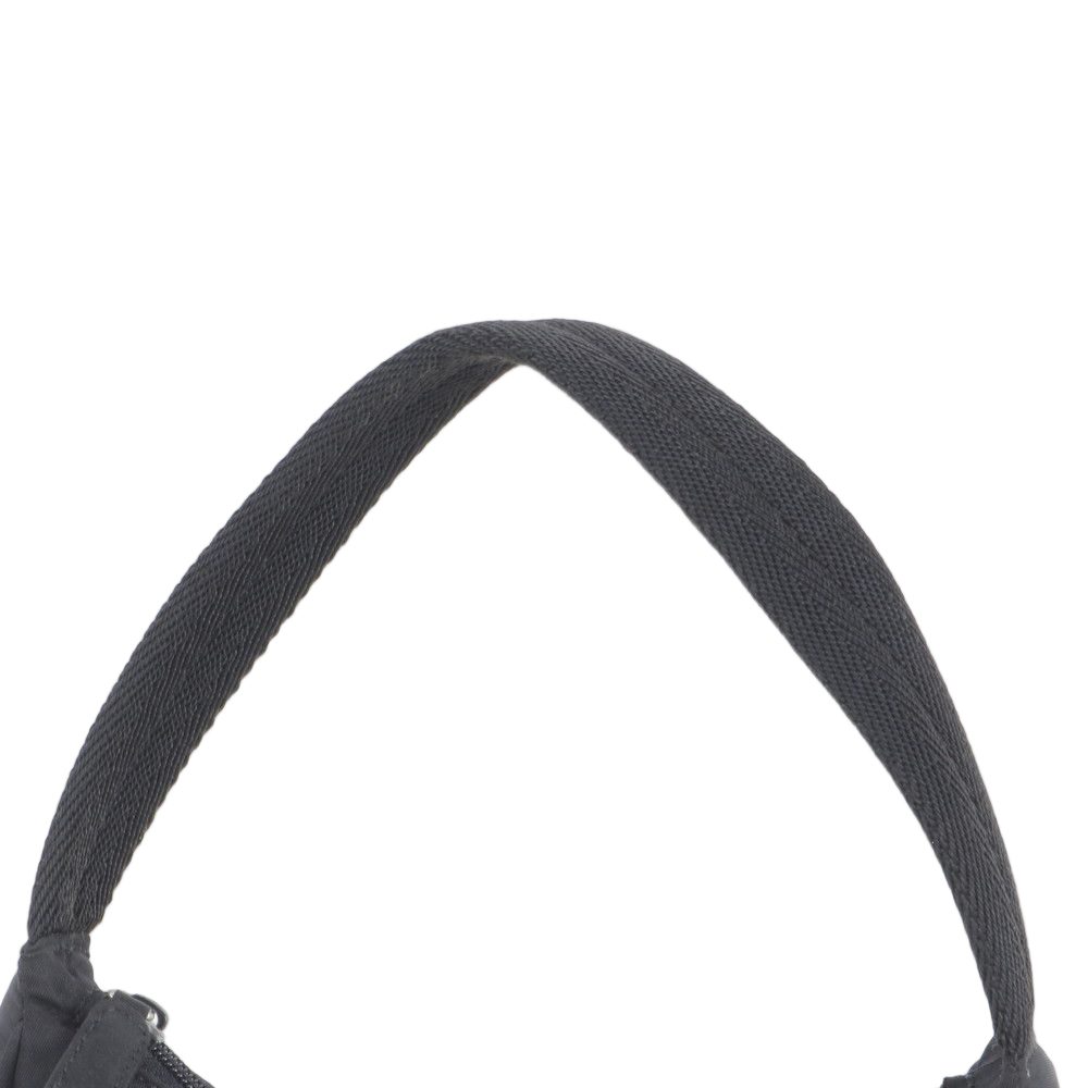 Prada Tessuto Nylon Triangle Logo Leather Handbag Tote Black — view 2
