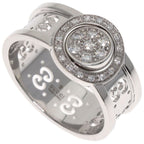 Gucci Icon Toile Diamond Ring 18K White Gold