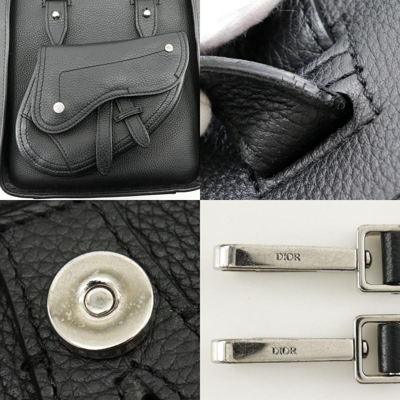 Christian Dior Saddle Mini Tote 2-Way Shoulder Bag Calf Black — view 9