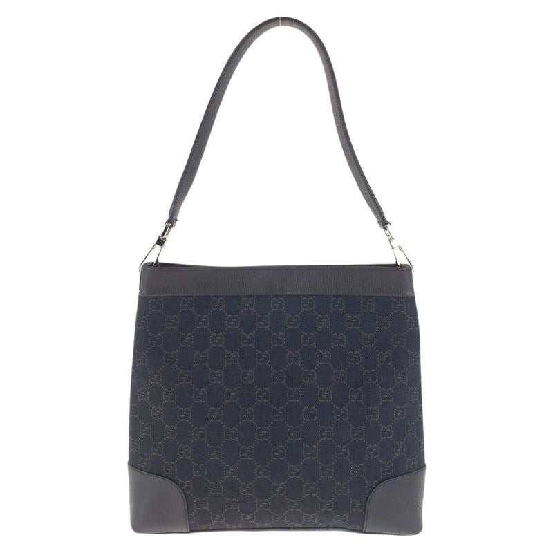 Gucci Dark Brown Silver Hardware GG Canvas Leather Shoulder Bag