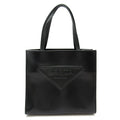 Prada Embossed Triangle 2-Way Leather Shoulder Bag Black