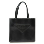 Prada Embossed Triangle 2-Way Leather Shoulder Bag Black
