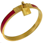 Hermes Kelly Bangle Bracelet Cadena Leather Gold Red