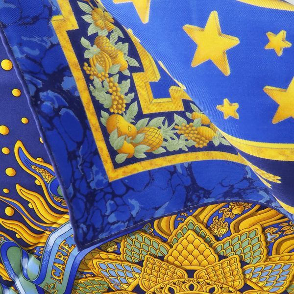 Hermes Carre 90 Carpe DIEM Enjoy Your Day Scarf 100% Silk Blue Sun — view 3