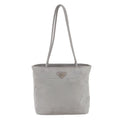 Prada Tessuto Nylon Triangle Logo Tote Shoulder Hand Gray
