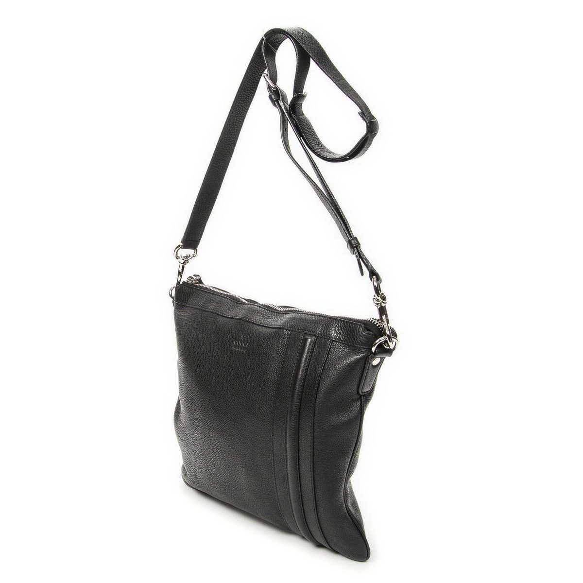 Gucci Large Flap Messenger Black Grain Calfskin Leather — view 2