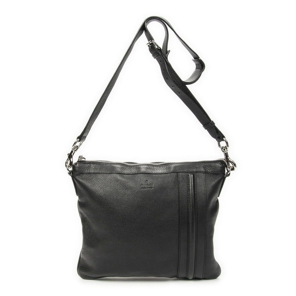 Gucci Large Flap Messenger Black Grain Calfskin Leather
