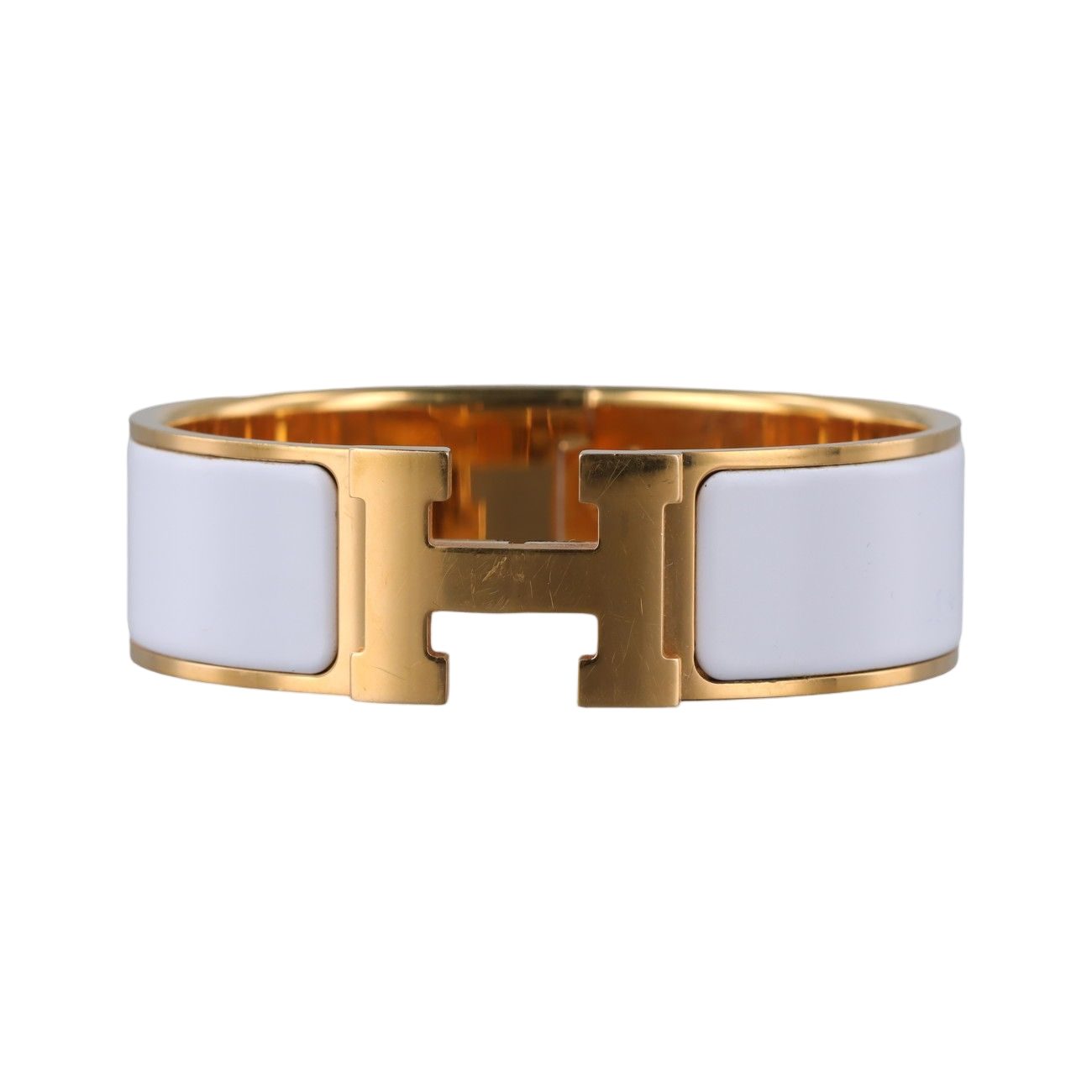 Hermes Clic Clac White Gold Bracelet