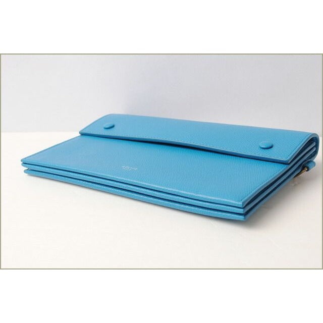 Celine Clutch Pouch Evening Bag Calf Light Blue — view 4