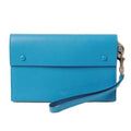 Celine Clutch Pouch Evening Bag Calf Light Blue