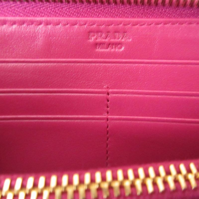 Prada Quilted Nylon Pink L Shaped Zipper Long Wallet 1042 — view 6