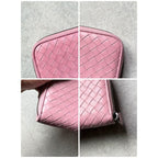 Bottega Veneta Round Zipper Long Wallet Intrecciato Pink Calf — view 3