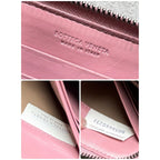Bottega Veneta Round Zipper Long Wallet Intrecciato Pink Calf — view 4