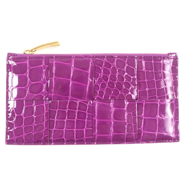 Bottega Veneta Cassette Long Zipper Card Case Maxi Intrecciato Croc Shape — view 2