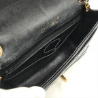 Chanel CC Logo Quilted Calf Enamel Full Flap Chain Shoulder Bag Black — view 8