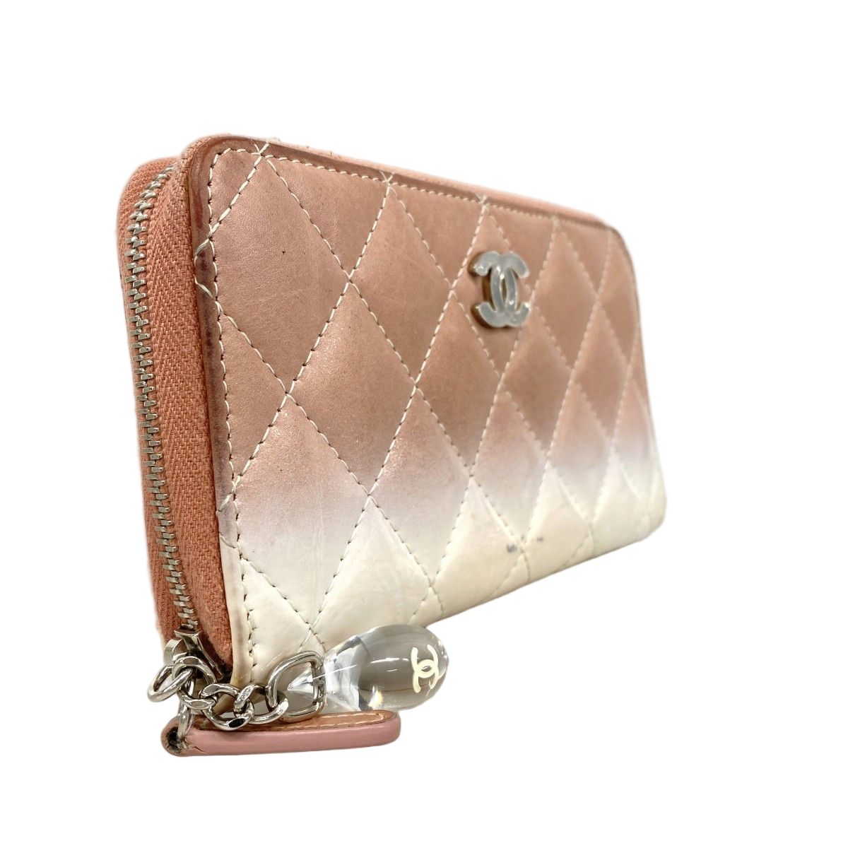 Chanel Wallet Quilted Lambskin Patent Pink White Silver — view 2