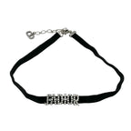 Christian Dior Ja Necklace Pendant Choker Black Silver Velvet Rhinestone