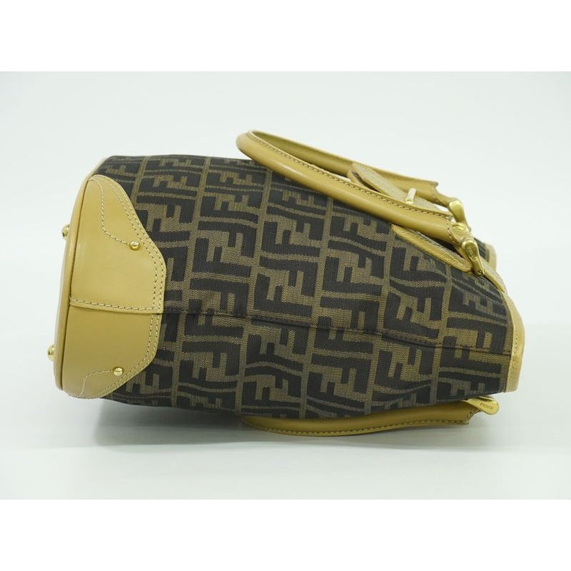 Fendi Zucca Bucket Tote Handbag Canvas Brown 8 Bh091 Bag — view 3