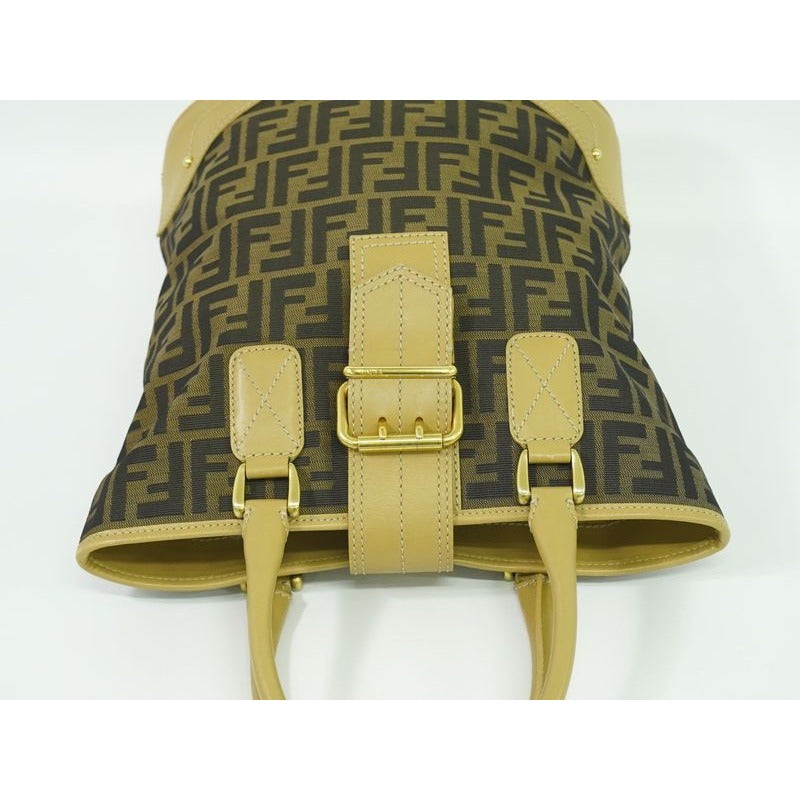 Fendi Zucca Bucket Tote Handbag Canvas Brown 8 Bh091 Bag — view 5