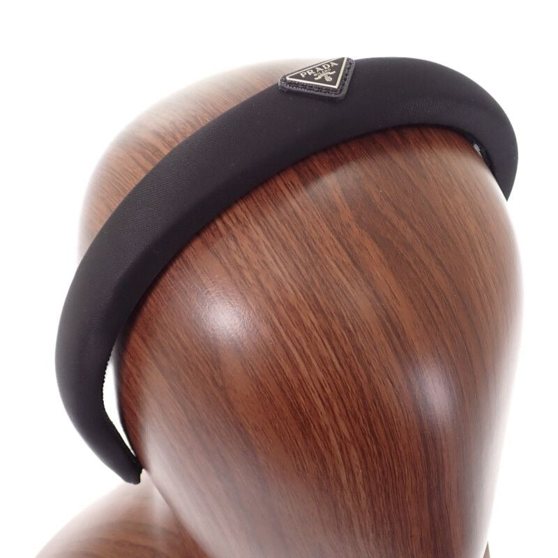 Prada Headband Hair Nylon Black Silver