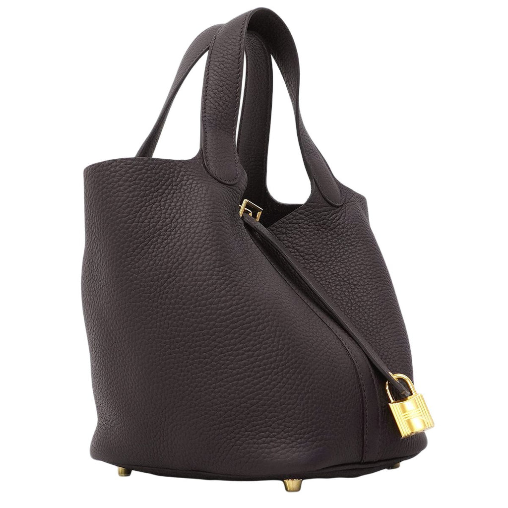 Hermes Handbag Picotin Lock PM Taurillon Clemence Pull Noir Gold — view 2