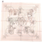 Hermes le Lotage Polished Carre 90 Exlibris Brodet Sangle 08 Silk White Red Blue