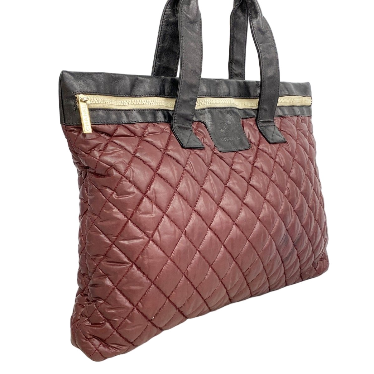 Chanel Tote Coco Cocoon Leather Nylon Red Black Gold — view 2