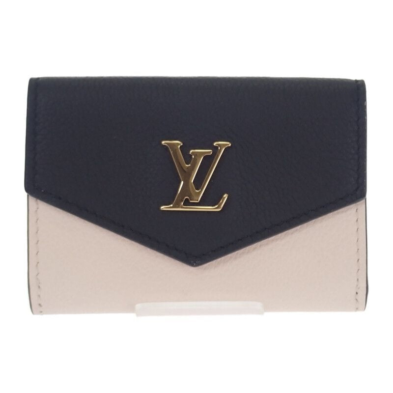 Louis Vuitton Portefeuille Lock Mini Trifold Wallet Grain Calf Leather