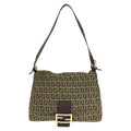 Fendi Vintage Zucchino Mamma Bucket Brown Canvas Leather Shoulder Bag